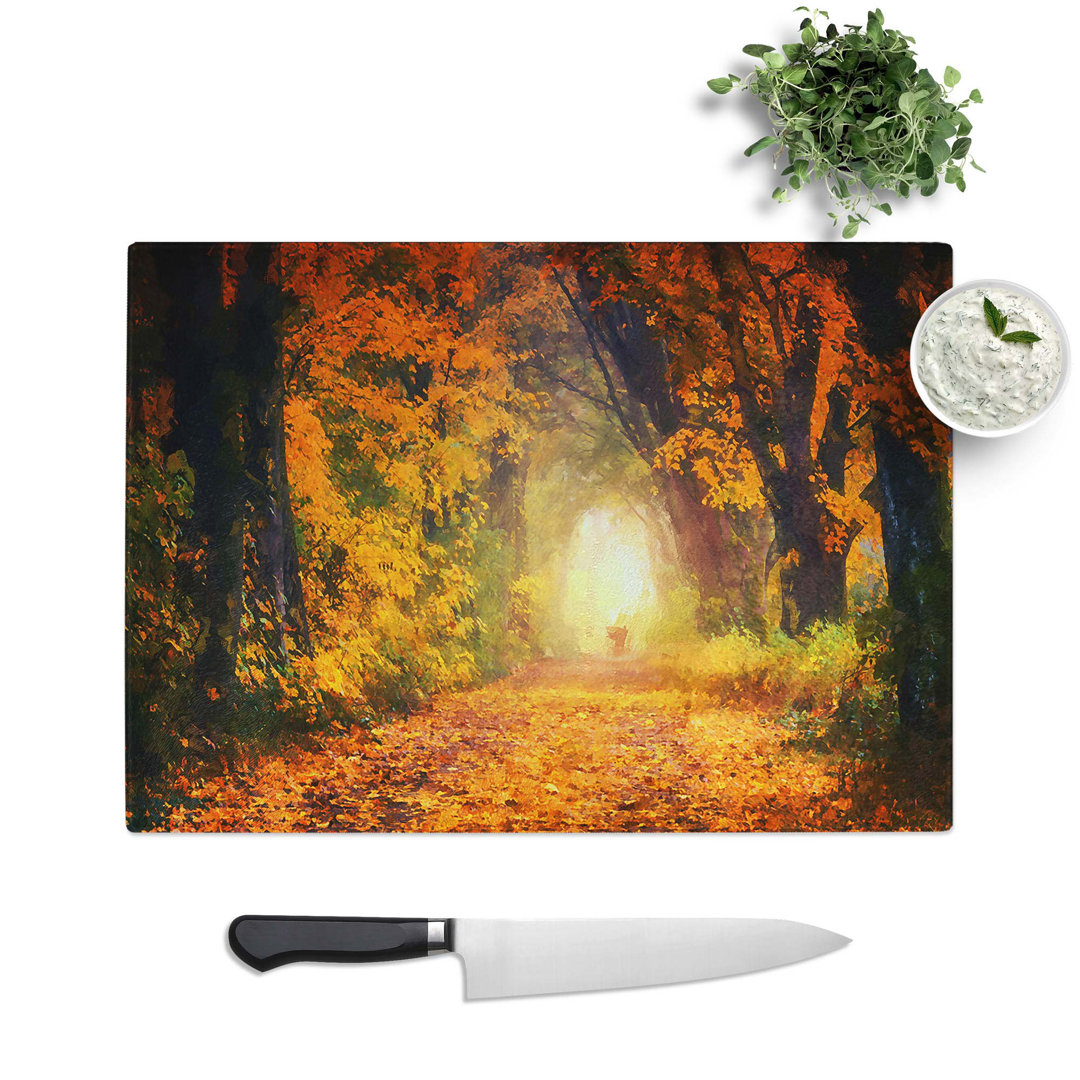 Glass Heading Through An Autumn Forest in Abstract Chopping Board