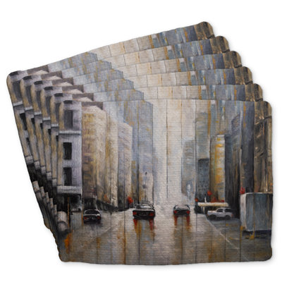 Braided Polyester Kundra Set of 6 - Cars in the Morning Rain