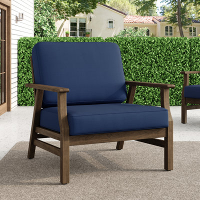 Montelongo Solid Teak Wood Outdoor Lounge Chairs With Cushions
