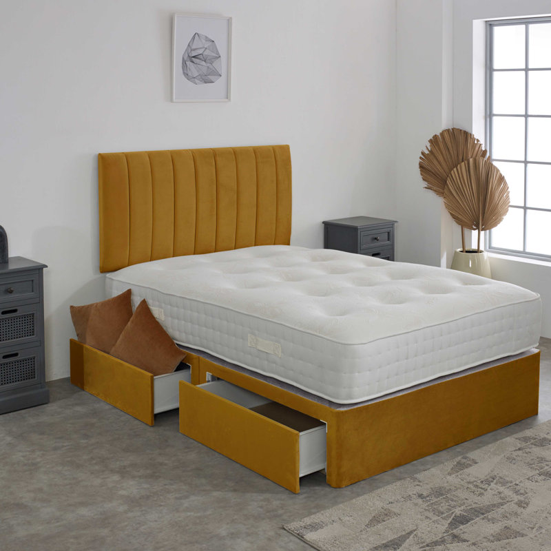 Pocketsprung Divan Bed Set, Mustard, Super King (6')