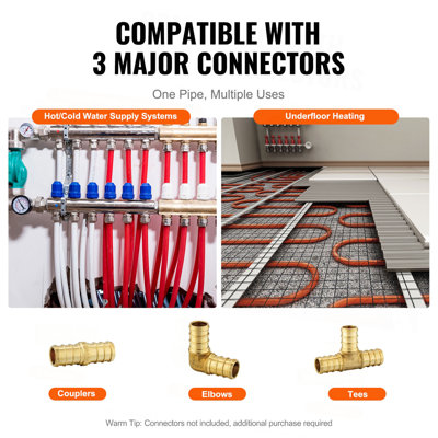 PEX Pipe 3/4 Inch, 100 Feet Length PEX-B Flexible Pipe Tubing for Potable Water, Pex Water Lines for Hot/Cold Water & Easily Restore, Plumbing Applications with Free Cutter & Clamps