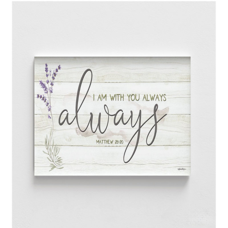 «I Am With You Always» par Susie Boyer, impression de Matthew 28:20, art mural verset de la Bible, impression d'art mural de bureau biblique, signe biblique rustique