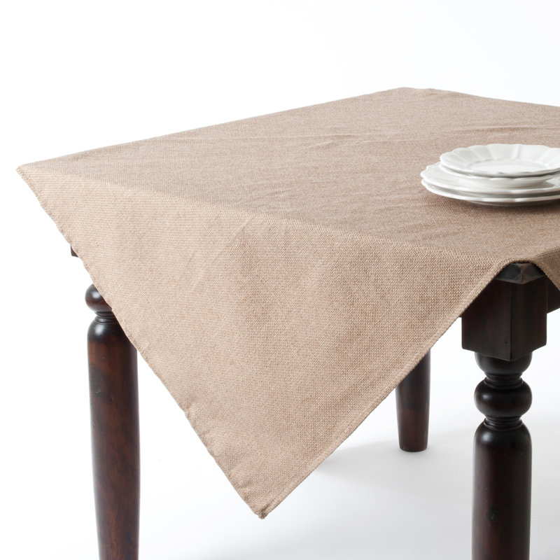 Natural Basket Weave Design Tablecloth For Everyday Use, Family Gathering And Holiday Events 84" W X 84" L, Natural