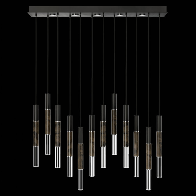 Antonia 17 - Light LED Pendant, Standard Black Iron/Nickel