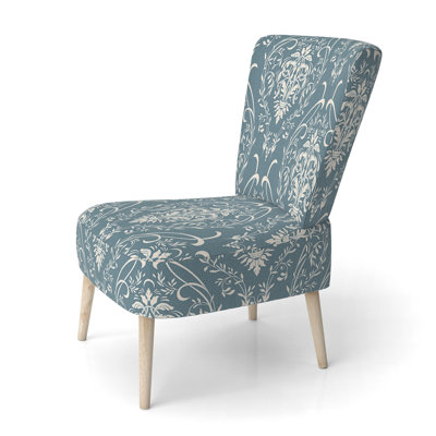 Chaise d'appoint rembourrée à motif damas gris