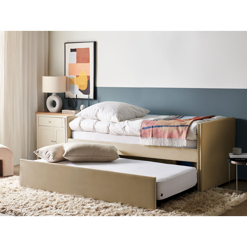Baskin Upholstered Daybed with Trundle, Beige