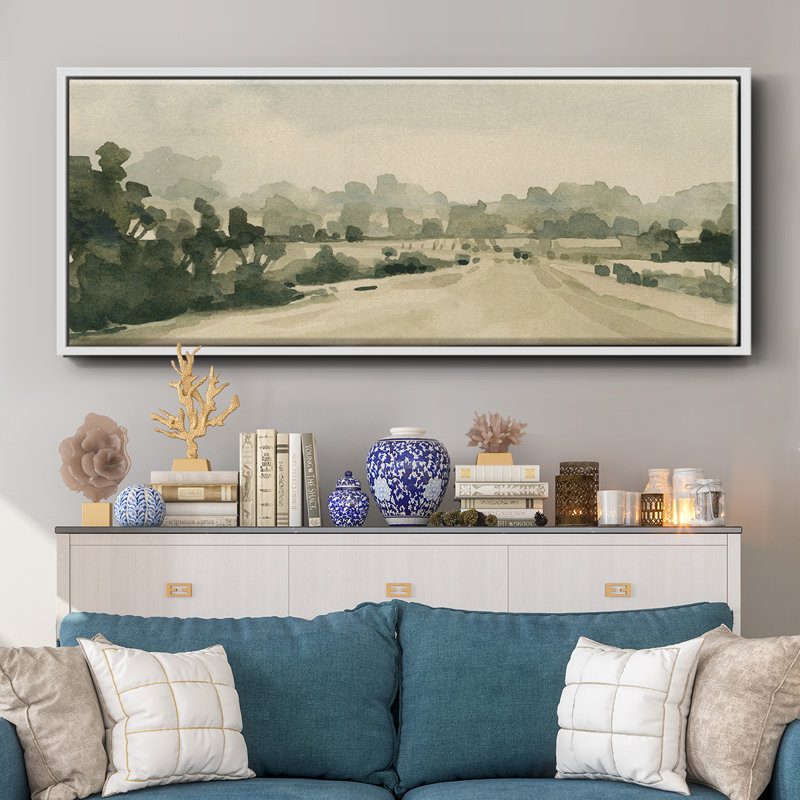 Rural Roads I- Framed Canvas, 12" H x 30" W
