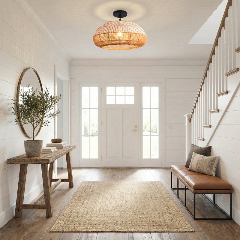 Luminaire suspendu en rotin 19 po Boho