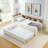 Twin Velvet Daybed with Storage Headboard, Wireless Charging, Trundle Bed and LED Lights-1849692059