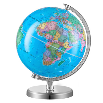 Globe terrestre rotatif avec support, 203,2 mm (8 pouces), rotation à 360°, idéal pour l'apprentissage de la géographie en classe chez les enfants. Globe géographique éducatif avec fuseaux horaires précis, en ABS.