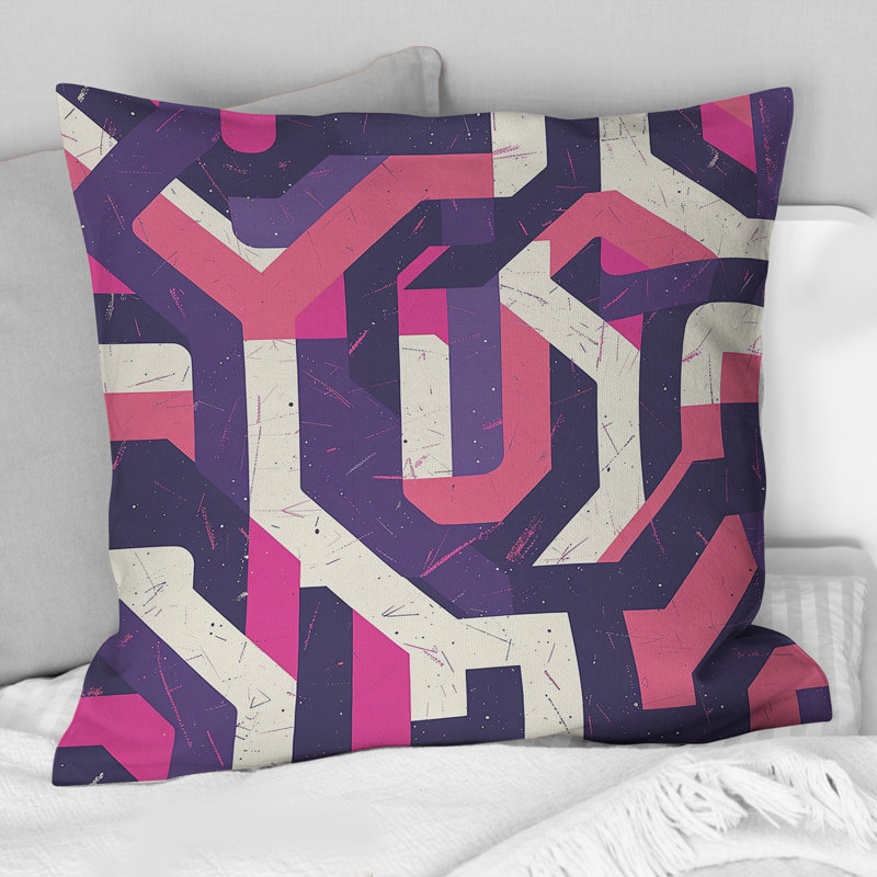Coussin rose Mid-Century Maze Dream I - Mid-Century, H 18 po x l 18 po