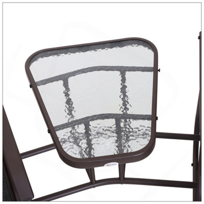 Fauteuil oscillant d'extérieur avec table basse, causeuse 2 places avec chaise berçante de patio et toile respirante pour la cour, le jardin et le porche