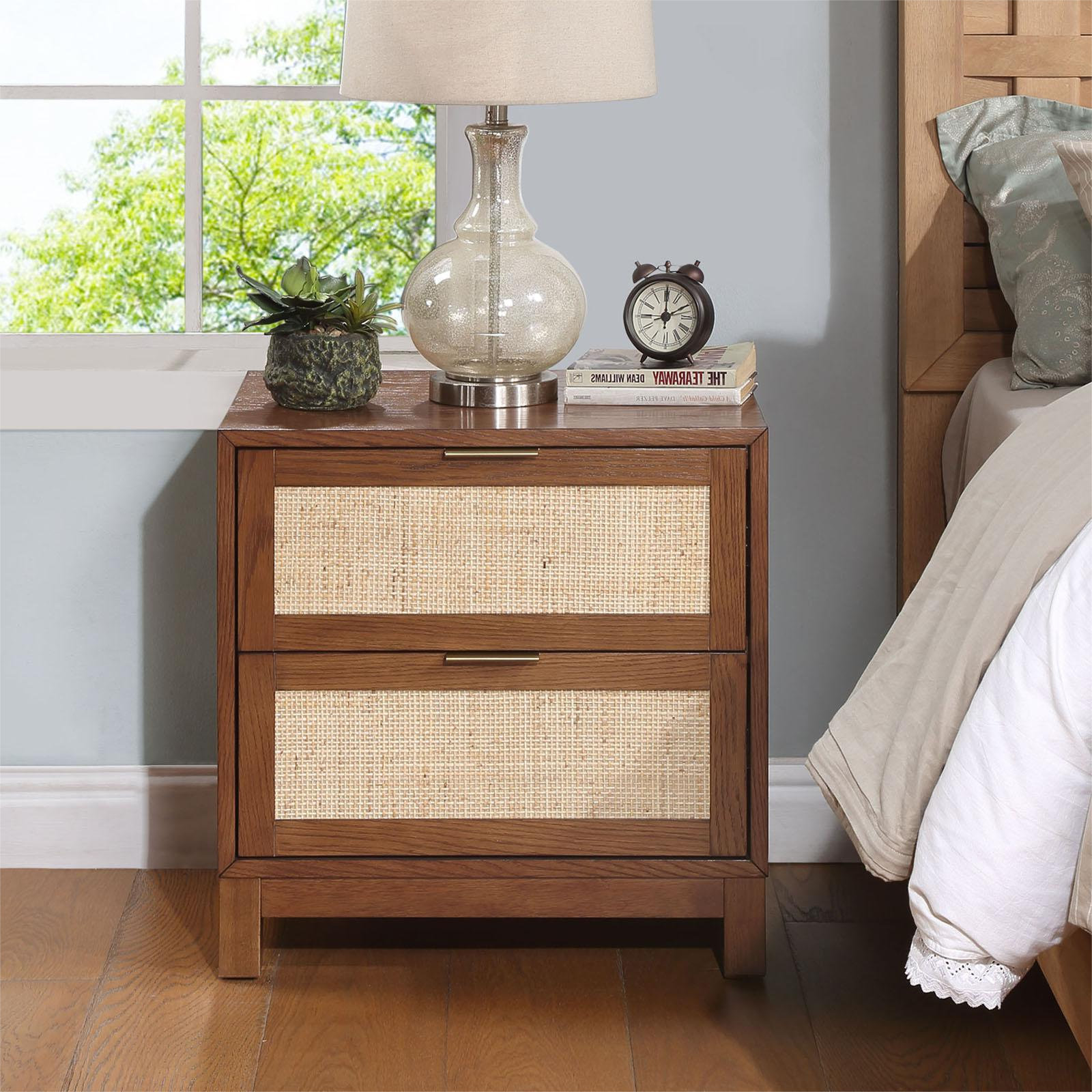 Bay Isle Home™ Arielly 2 Drawer Solid Wood Nightstand, Rattan