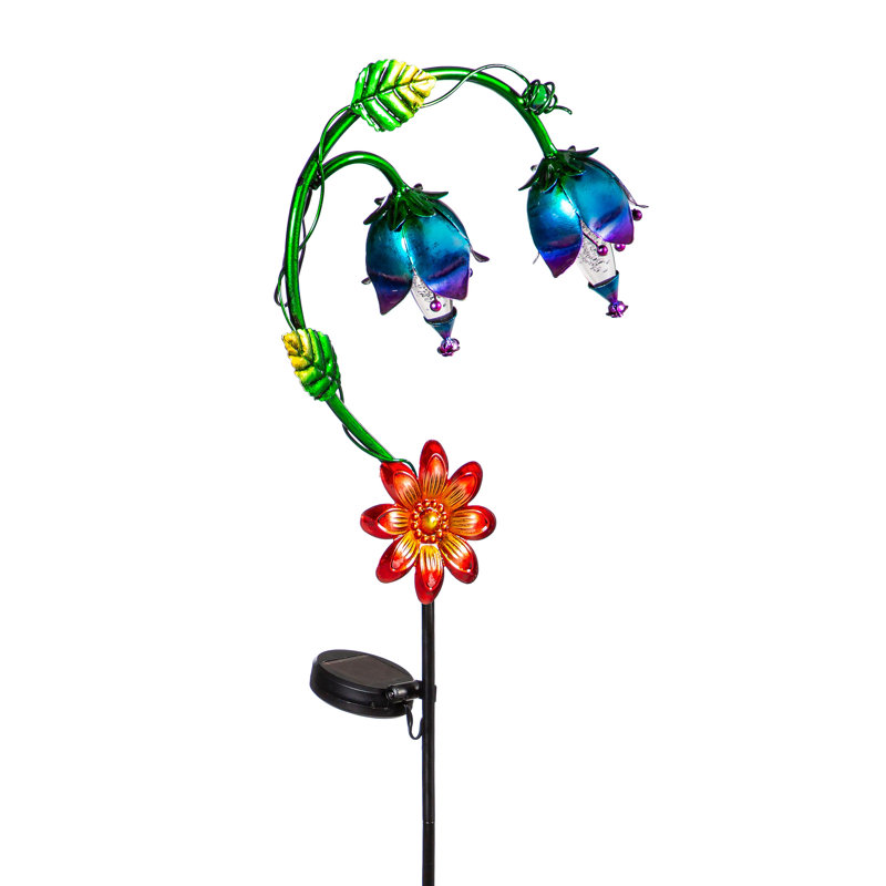 Piquet de jardin solaire Red Flower Fairy, H 37 po