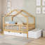 Lit en bois pour tout-petits avec tiroirs de rangement, commode relevable et garde-corps