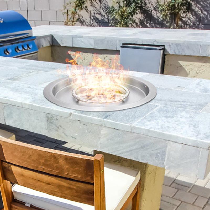 VEVOR 22" Round Stainless Steel Fire Pit Burner with Lid