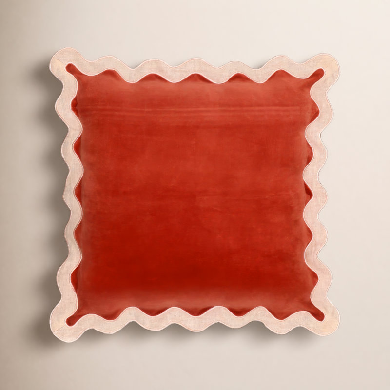 Holloman Scalloped Throw Pillow, Cream/Rust