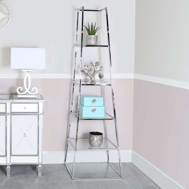 46cm W Iron Ladder Bookcase, 200cm H x 50cm W x 60cm D, Silver