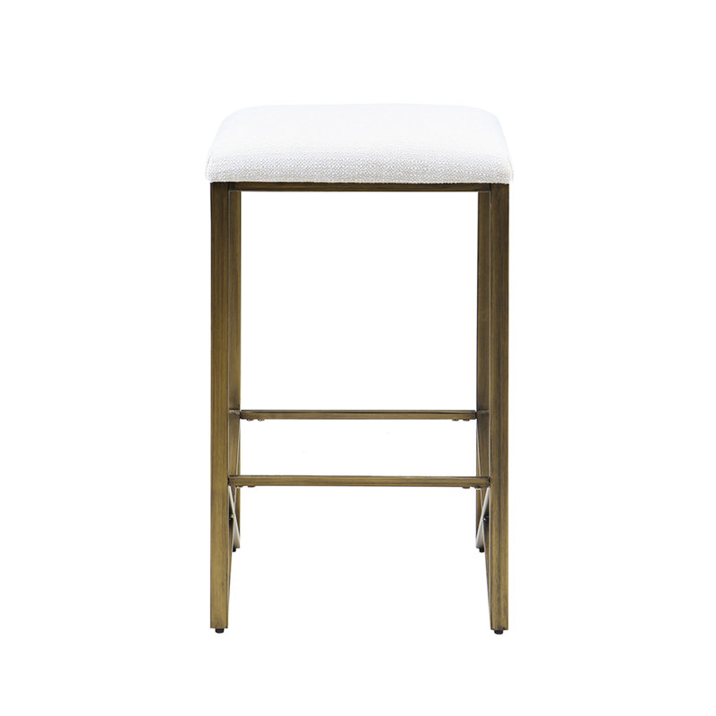 Tabouret de comptoir sans dossier de 26 po de hauteur - look minimaliste moderne. Base en métal, siège rembourré. Assemblage requis, outils inclus. Siège rembourré de 26 po sur la base pour économiser de l'espace