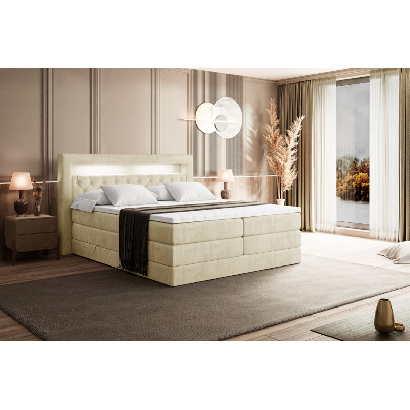 Bed, 120 x 200cm, Beige