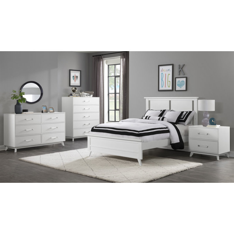 Poplar Wood 2-Drawer Nightstand with White Acrylic Handles