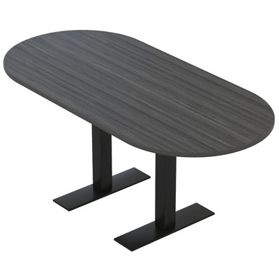 Racetrack Shaped Conference Table with Metal T Base