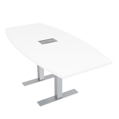 Table de conférence en forme de bateau avec base en T en métal | Unité électrique