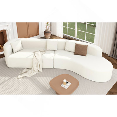 Grand canapé modulaire 2 pièces Boneless avec 3 coussins, idéal pour le salon et la chambre