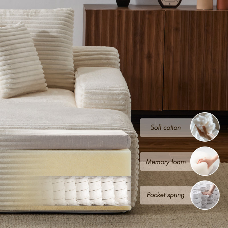 Méridienne Corduroy, Velours côtelé blanc