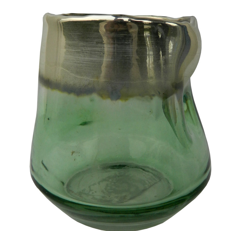 4.3'' H Glass Tabletop Hurricane, Green
