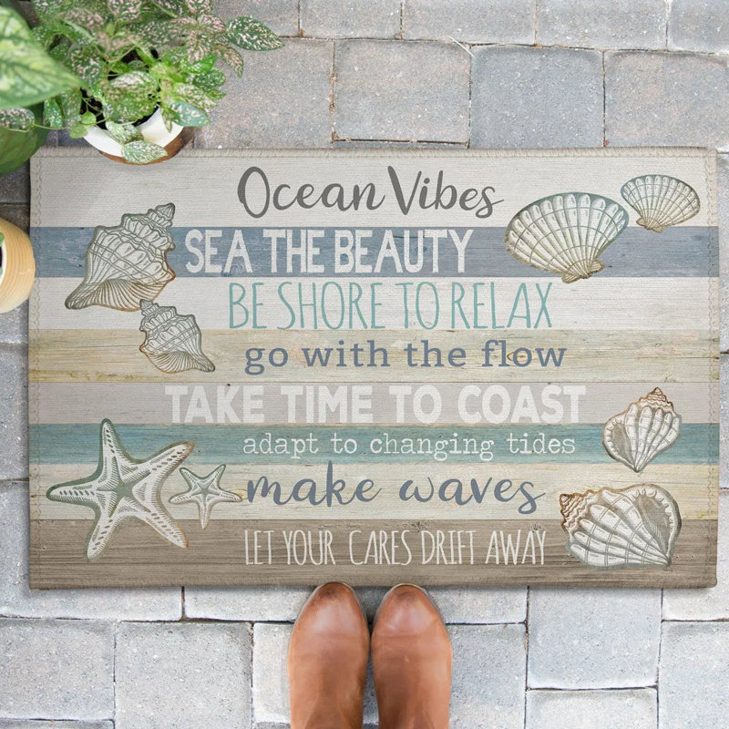 Ocean Vibes Non-Slip Doormat, 24" W x 36" L