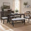 Ensemble de salle à manger familiale 6 pièces avec table pliante gain de place en bois massif, 4 chaises et banc-1594735372-1594735374