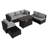 Caradog Wicker 6 - Person Patio Conversation Sets with Cushions, Coffee Table and 44" Fire Pit Table-902256869