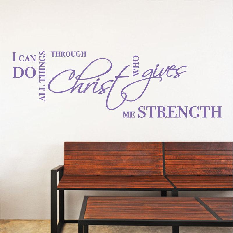 Décalcomanie murale "i can do all things" biblique quot, H 9 po x l 36 po x P 0,01 po, Lavande