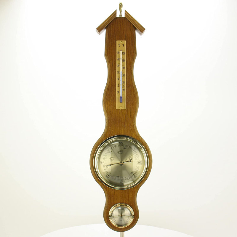 Banjo 12.5cm Barometer, Solid Oak