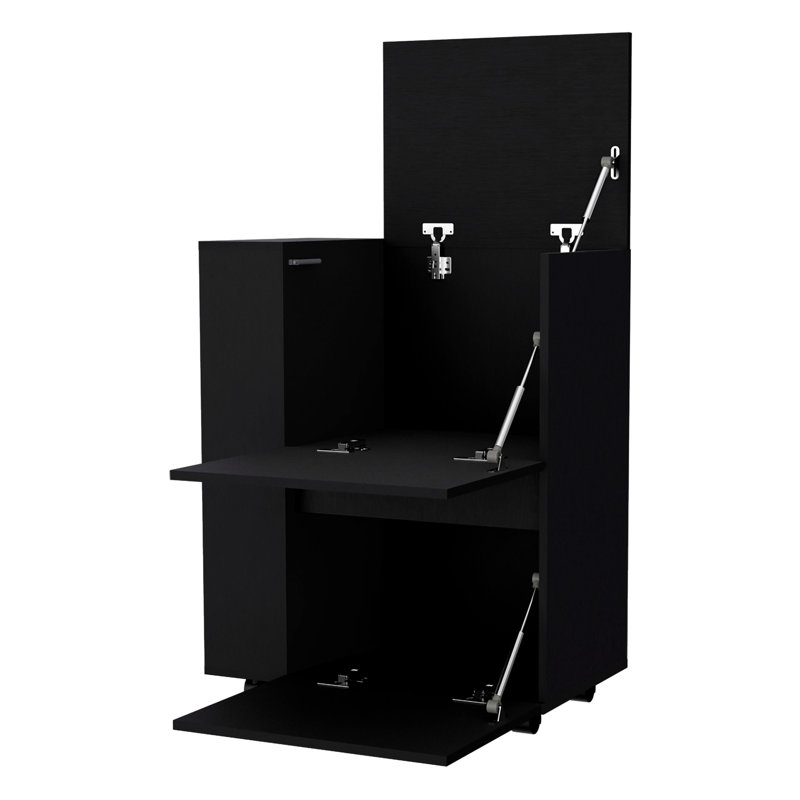 Chariot de cuisine à 4 roues noir avec amplement d'espace de rangement et de divertissement, Noir