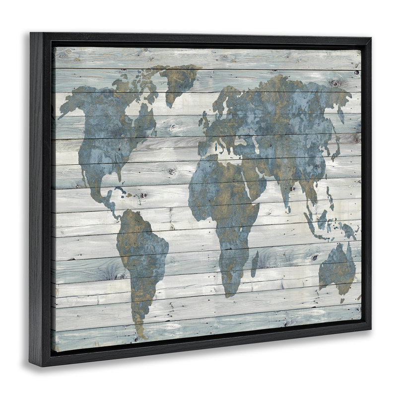 «Slate Blue & Tan World», art mural encadré sur toile flottante par Jamie MacDowell mwp-487, H 17 po x l 21 po