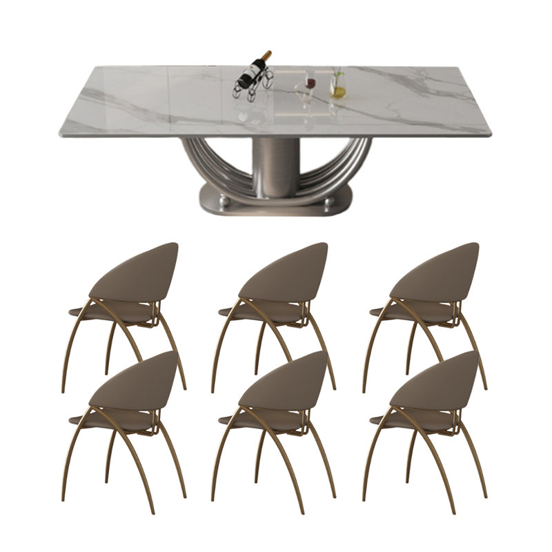 Modern sintered stone top dining table sets, 29.5"H x 78.7"L x 39.4"W