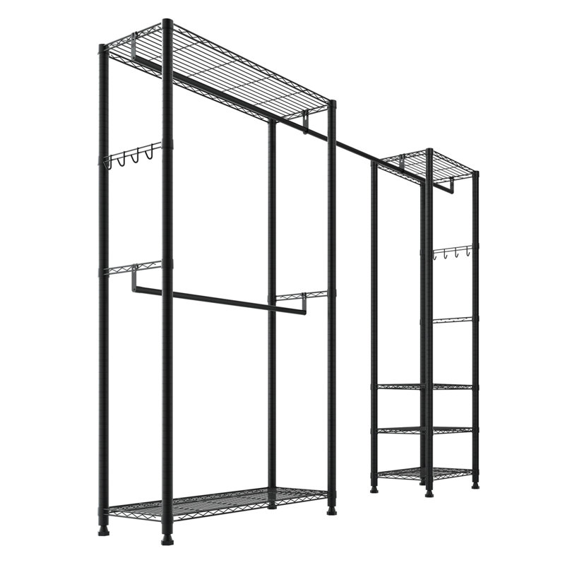 Clothing Garment Rack, Heavy Duty Clothes Rack, Freestanding Clothes Racks With Steel Frame, 800 Lbs Load Capacity Closet Wardrobe With Storage Shelves For Bedroom, Clothing Store, Hallway