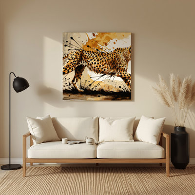 Faune, guépard, art mural en métal beige