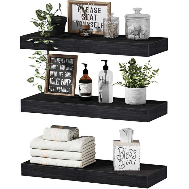 Floating Shelves, 3 Pcs, Black