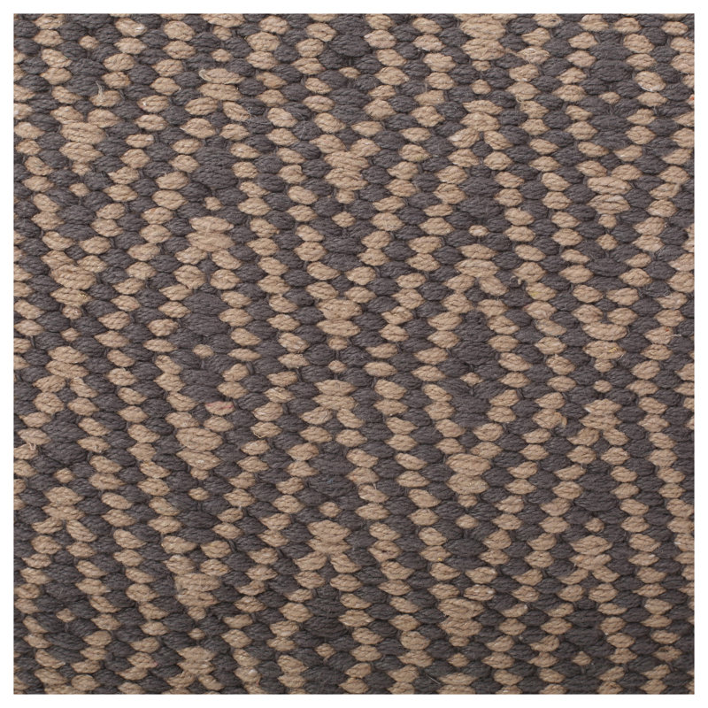 Pouf en coton tissé à la main Amuleto, motif de losanges gris foncé et brun - repose-pieds de salon polyvalent 15 po x 15 po x 15 po