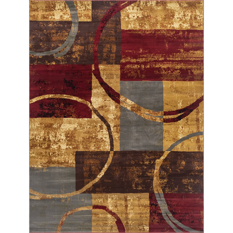 Tapis multicolore à motif géométrique Adetomiwa, Rectangulaire 10 pi x 13 pi 1 po