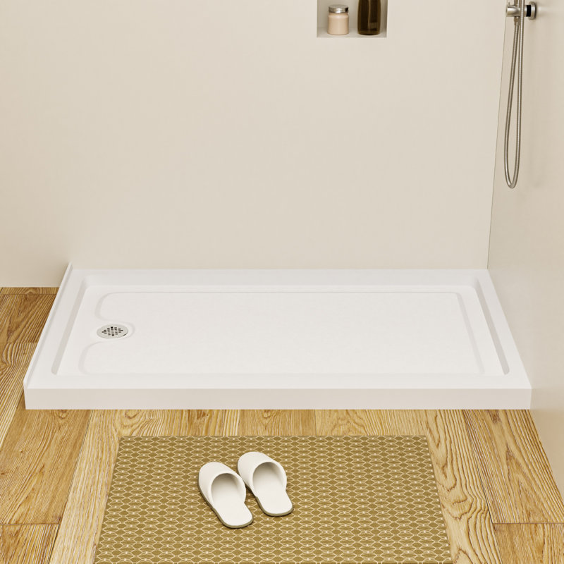 Base de douche rectangulaire en acrylique 60 po x 60 po x 60 po avec drain à gauche