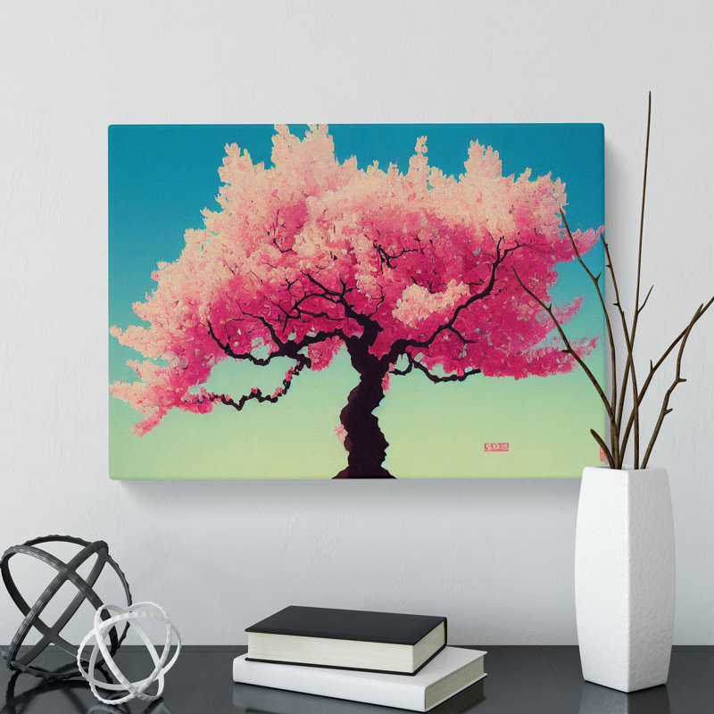Cheerful Cherry Blossom Tree - Wrapped Canvas