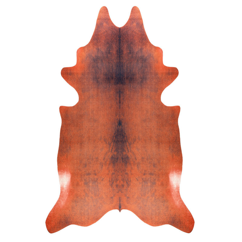 Tapis orange en similicuir Novelty Helmine, Nouveauté 3 pi 11 po x 5 pi 11 po