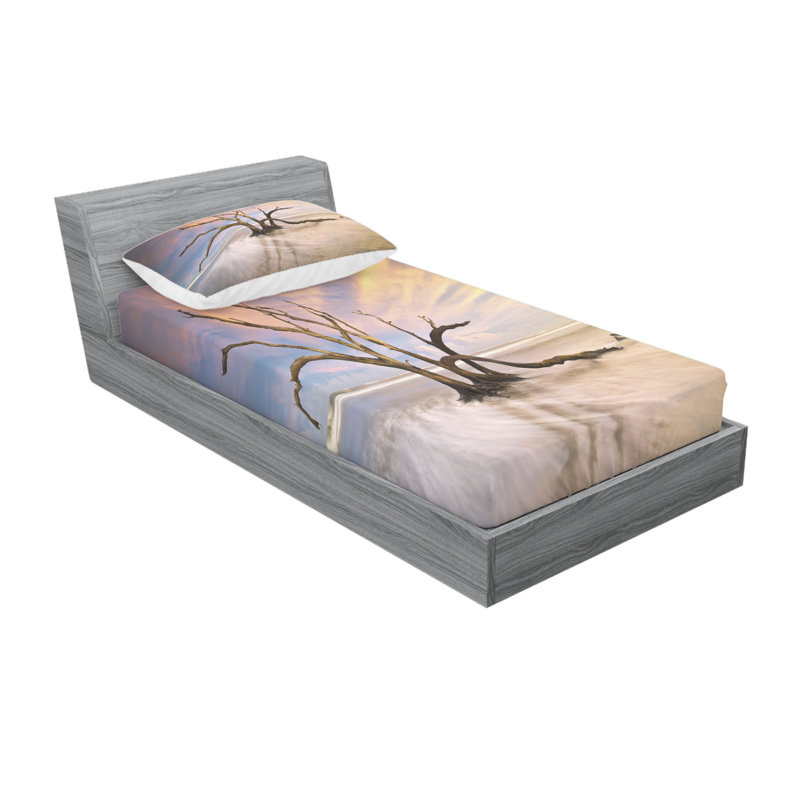 Ensemble de draps Seascape, Ensemble de draps pour lit simple avec 1 taie d'or