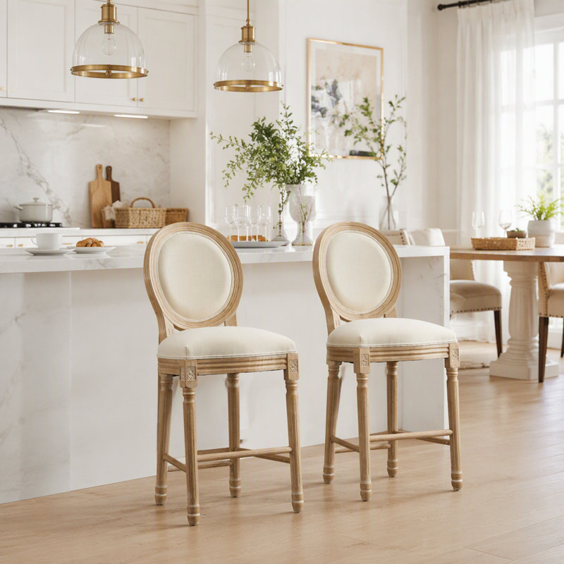 Ensemble de 2 tabourets de bar en bois massif avec tabourets en bois