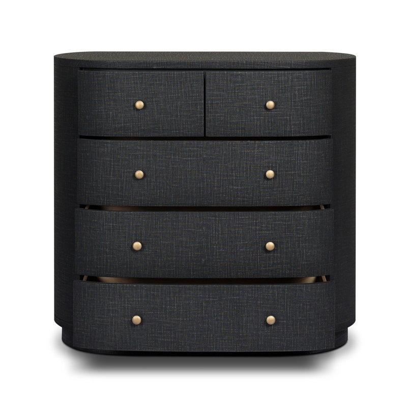 Amelia Chest-Ivory Painted Linen, Black Linen