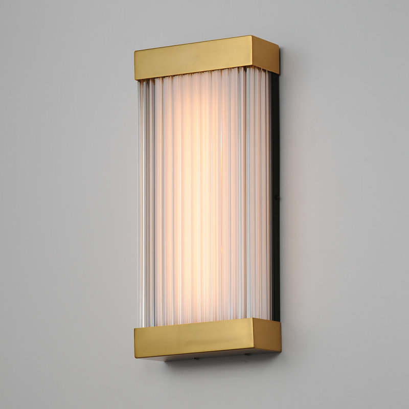 LED Wall Light, 18" H x 8" W x 3.25" D, Natural Aged Brass